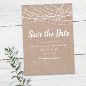 Rustieke jute slingerlichten bruiloft save the dat date