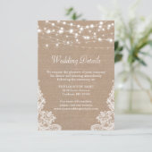 Rustieke Jute Slingerlichten Kant Bruiloft Details Informatiekaartje (Staand voorkant)