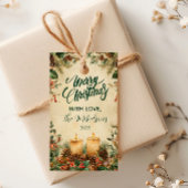 Rustieke kaars Pinecone Kerstmis Cadeaulabel