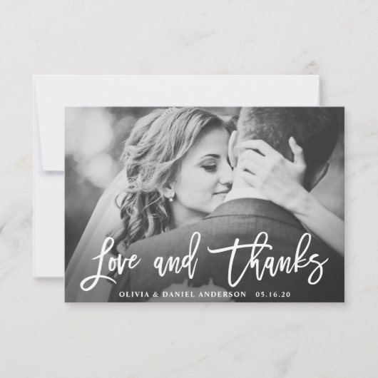 Rustieke kalligrafie bruiloft dank u fotokaart bedankkaart (Voorkant)