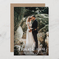 Rustieke kalligrafie bruiloft Dank u Kraft Kaart