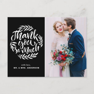 Rustieke kalligrafie krans zwart bruiloft foto briefkaart