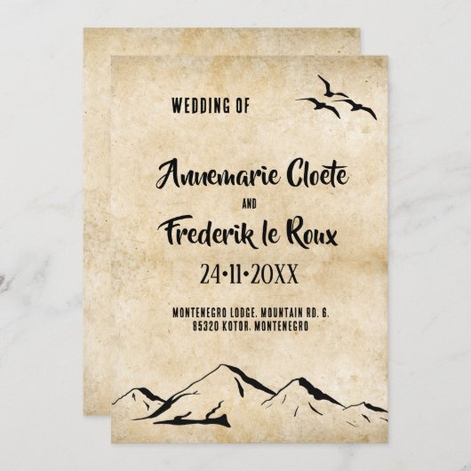 Rustieke kalligrafie uitnodiging (Voorkant / Achterkant)