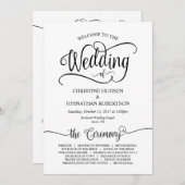 Rustieke kalligrafie, zwart lettertype, huwelijksc programma (Voorkant / Achterkant)