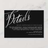 Rustieke kalligrafie Zwart-wit bruiloft Details Informatiekaartje (Voorkant)