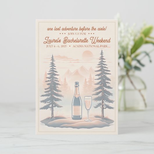 Rustieke kampeer Bachelorette uitnodiging, 5x7 op  Kaart (Staand voorkant)