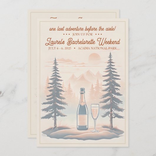Rustieke kampeer Bachelorette uitnodiging, 5x7 op  Kaart (Voorkant / Achterkant)