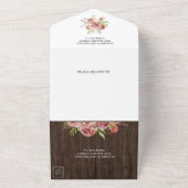 Rustieke Kaneel Roos Bloemige Metselwerk Pot Houte All In One Uitnodiging (Buitenkant)