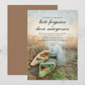Rustieke kano-weddinginvitaties aan het water kaart (Voorkant / Achterkant)