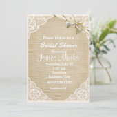 rustieke kant bruids doucheuitnodiging kaart (Staand voorkant)