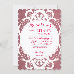 rustieke kant bruids doucheuitnodigingen kaart