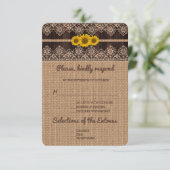 Rustieke kant Burlap hout bruiloft RSVP Kaartje (Staand voorkant)