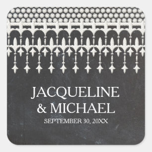 Rustieke Kant Chalkboard Script Typografie Vierkante Sticker