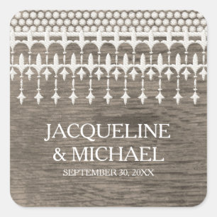 Rustieke Kant Chalkboard Script Typografie Vierkante Sticker