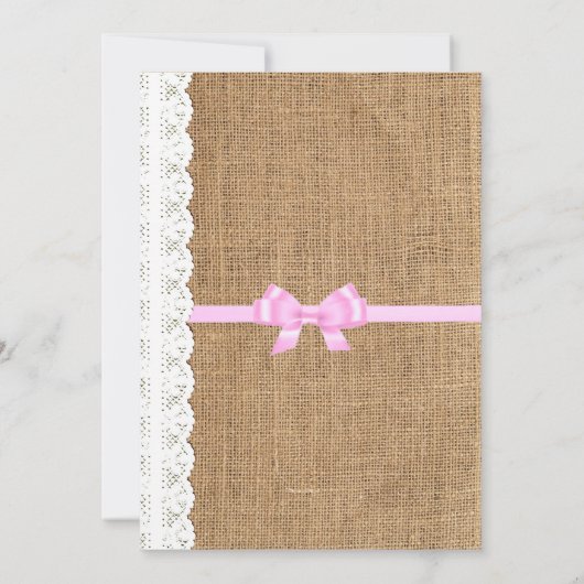 Rustieke kant en Burlap bruiloft uitnodiging (Achterkant)