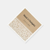 Rustieke kant gepersonaliseerde bruiloft servet (Hoek)