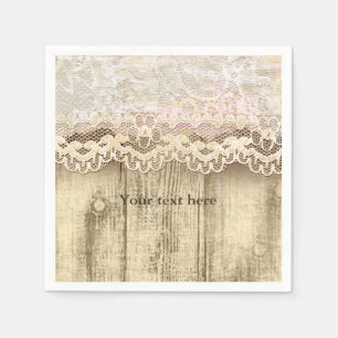 Rustieke  Kant Houten Diner Cocktail servetten