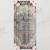 Rustieke Kant Jar Wood & String Lights Bruiloft Me Menu (Voorkant / Achterkant)