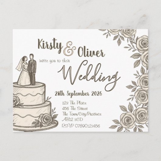 rustieke kant kalligrafie briefkaart (Voorkant)