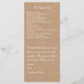 Rustieke kant & Medium Burlap Wedding Programma (Achterkant)