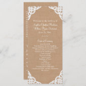 Rustieke kant & Medium Burlap Wedding Programma (Voorkant / Achterkant)
