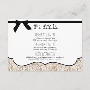 Rustieke kant Stropdas De Knoop Wedding Details Ka Informatiekaartje