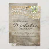 Rustieke Kant Vervuilde BABY Shower Uitnodiging (Voorkant / Achterkant)