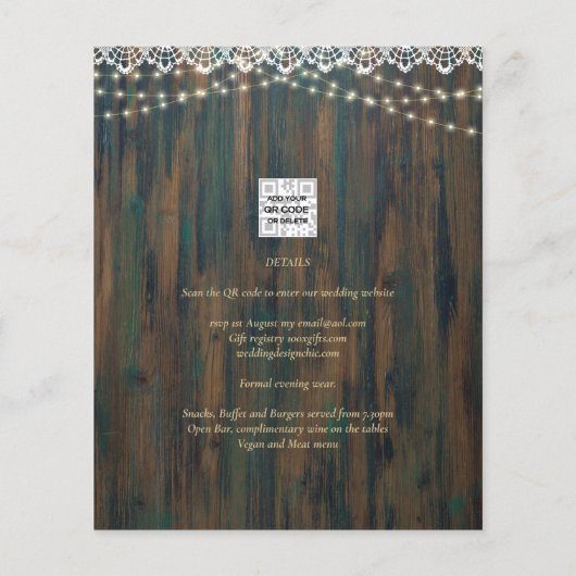 Rustieke Kanten Gipsbloem Lichtjes in Hoge Weeggla Flyer (Achterkant)