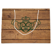 Rustieke Keltische Claddagh houten textuur Groot Cadeauzakje (Voorkant)