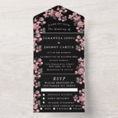 Rustieke Kersenbloesem Japanse Bloemen Roze Sakura All In One Uitnodiging (Binnen)