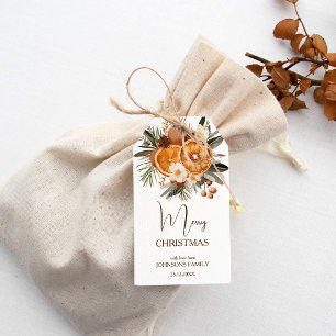 Rustieke kerst botanische droge citrus cadeaulabel