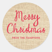 Rustieke Kerst Burlap Van Naam Gift Stickers (Voorkant)