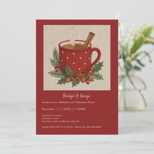 Rustieke Kerst Cacao Mok Kaneel feest (Staand voorkant)