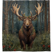 Rustieke kerst eland herten boho bos douchegordijn (Voorkant)