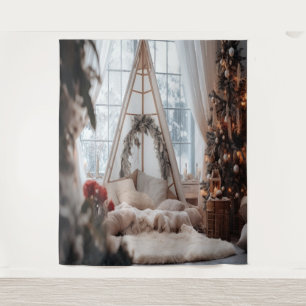 Rustieke Kerst Fotobackdrop Wandkleed