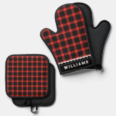 Rustieke Kerst Geplaagde Oven Mitt en Pot Houders Ovenwant & Pannenlap Set (Voorkant / Achterkant)