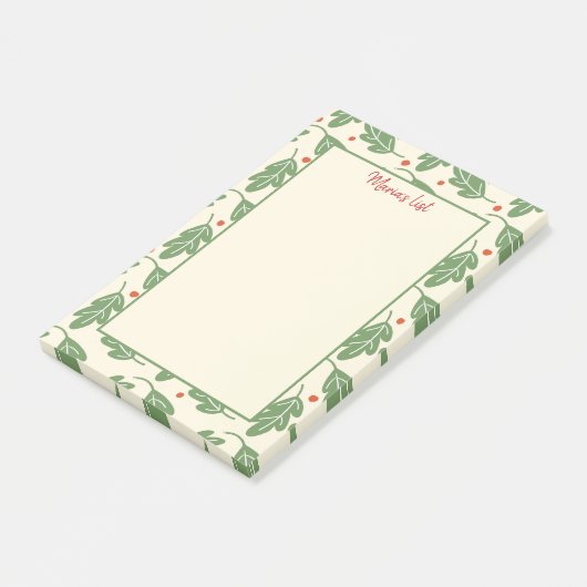 Rustieke kerst groen bessen post-it® notes (Schuin)