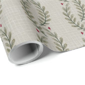 Rustieke kerst groen Waterverf Cadeaupapier (Rol Hoek)