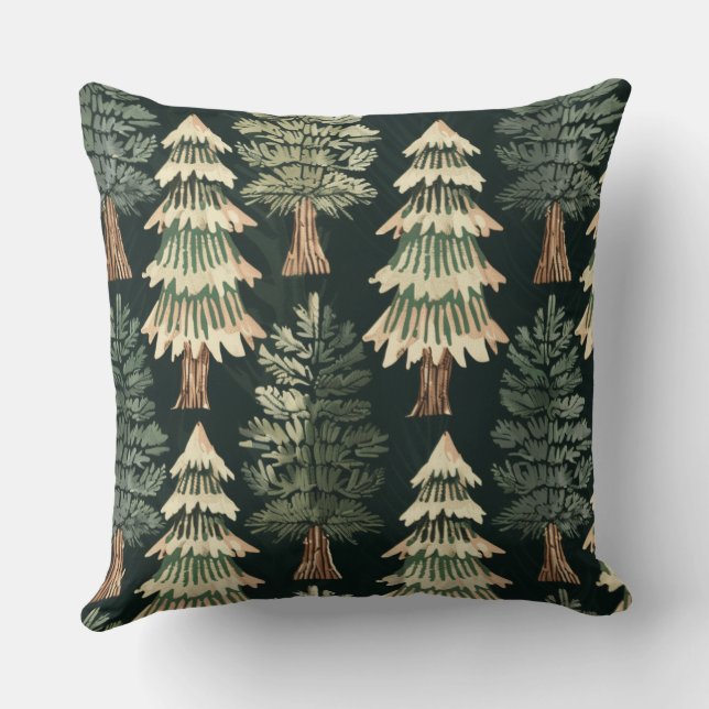 Rustieke kerst groenblijvende bomen kussen (Achterkant)