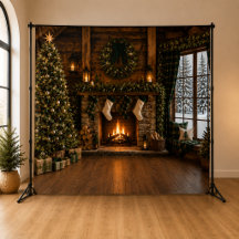 Rustieke Kerst Haard Cabine Foto Achtergrond