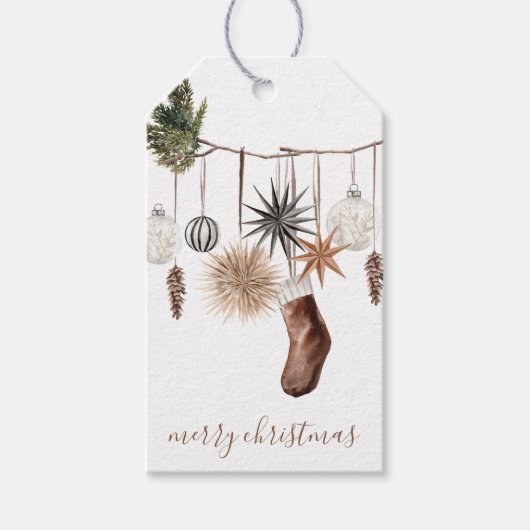 Rustieke Kerst Hangende Ornamenten Gift Label Cadeaulabel (Voorkant)