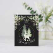 Rustieke kerst Herten winter landschap bomen Feestdagenkaart (Staand voorkant)