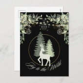 Rustieke kerst Herten winter landschap bomen Feestdagenkaart (Voorkant / Achterkant)