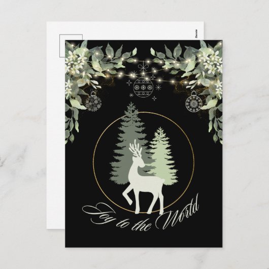 Rustieke kerst Herten winter landschap bomen Feestdagenkaart (Voorkant / Achterkant)