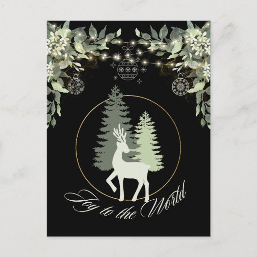 Rustieke kerst Herten winter landschap bomen Feestdagenkaart (Voorkant)