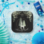 Rustieke kerst Herten winter landschap bomen Papieren Bordje (Feest)