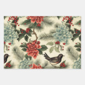 rustieke kerst inpakpapier vogels (Voorkant 2)