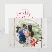 Rustieke Kerst Kaart Foto Rustieke Krans Hout (Voorkant / Achterkant)