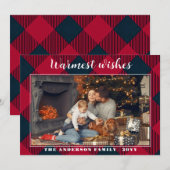 Rustieke kerst Kaart, rode plaid Feestdagenkaart (Voorkant / Achterkant)