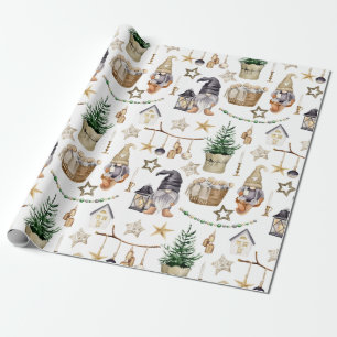 Rustieke kerst land kabouters, decoraties cadeaupapier